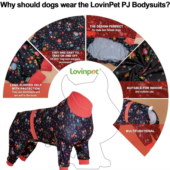🐾 LovinPet Big Dog Pajamas, Post Surgery Onesie for Large Breed Dogs, M - Picture 5 of 11